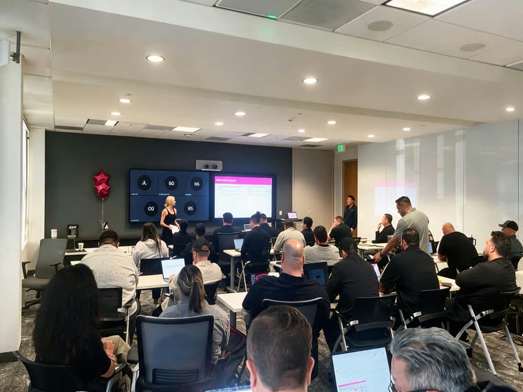 Kimberly training a corporate sales team
